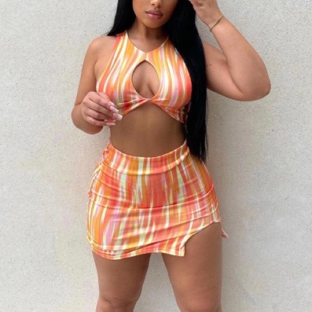 Missy Empire Orange Top & Skirt Set